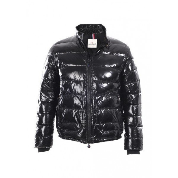 Moncler corto nero semplice collare Mock Uomo Cappotti uscita